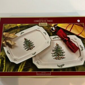 Spode Christmas Tree Set of 2 Rectangular Platters